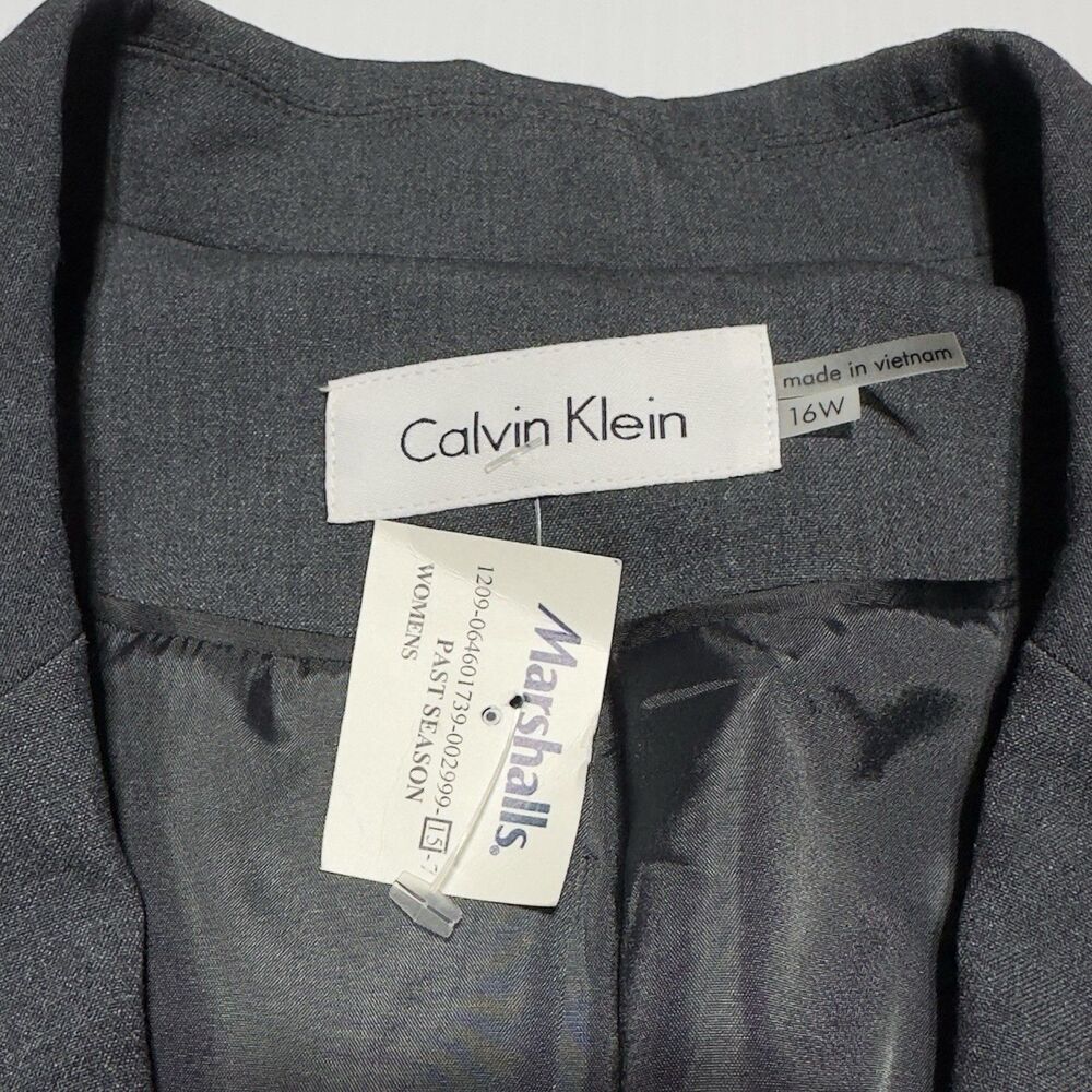 Calvin Klein Women’s Blazer Size 16W Gray Charcoal Office Career Jacket NEW - Picture 3 of 8